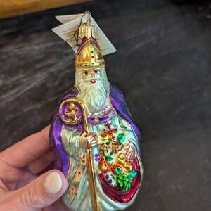 Christopher Radko Festive Santa Ornament with Red and Gold